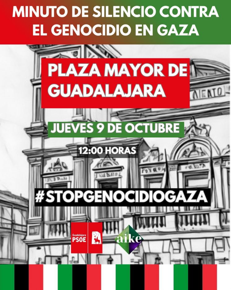 PSOE y AIKE convocan este jueves un minuto de silencio, abierto a toda la ciudadanía, condenando el genocidio en Gaza